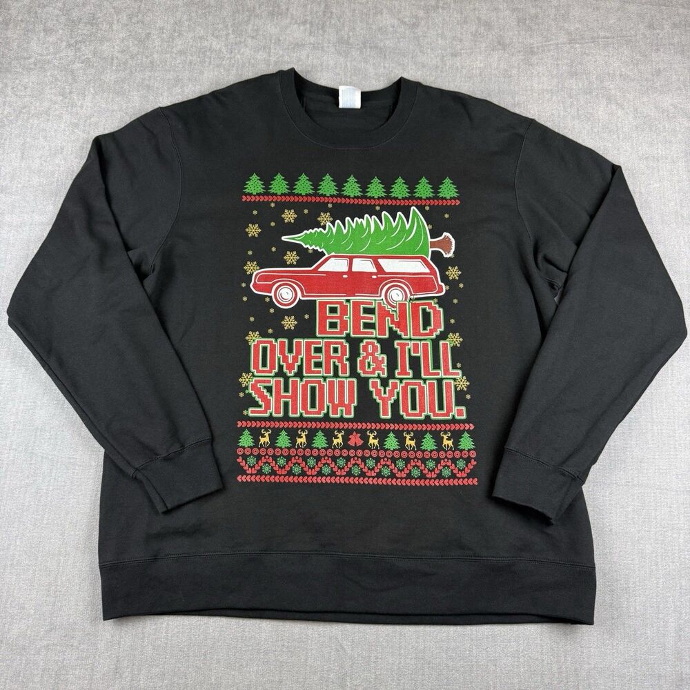 Port & Company Ugly Christmas Sweatshirt Mens XL  “Bend Over & I’ll Show You”
